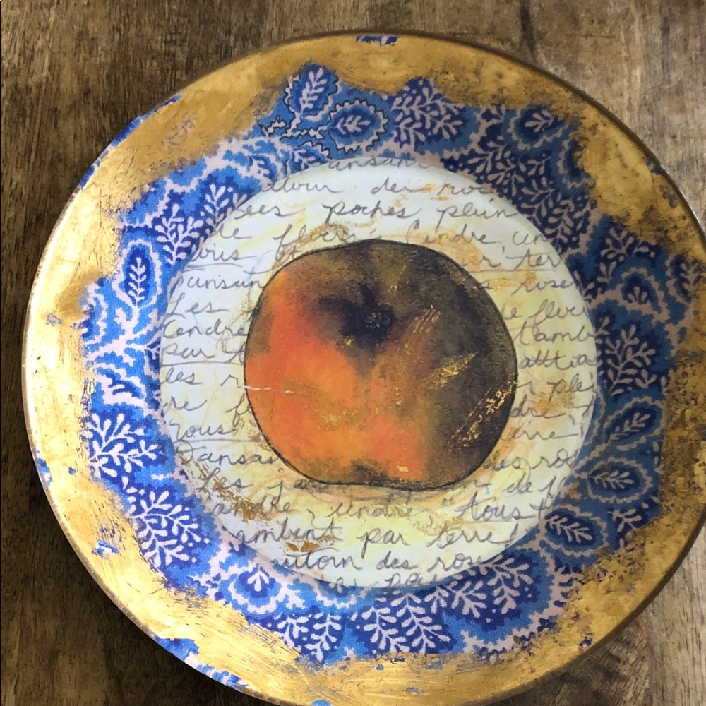 Artistic Blue and Gold Decorative Plate